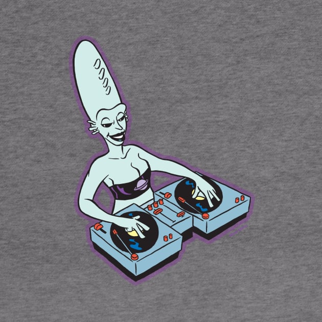 Alien DJ Gal by nearmintpress
